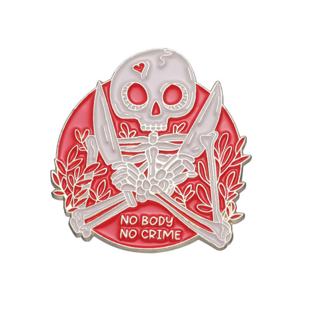 Creative punk trend skull head metal pin brooch