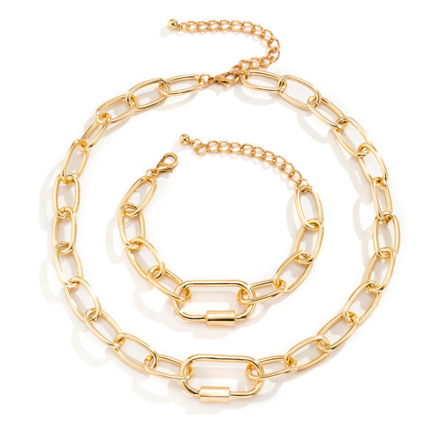 Personality paperclip chain bracelet necklace set