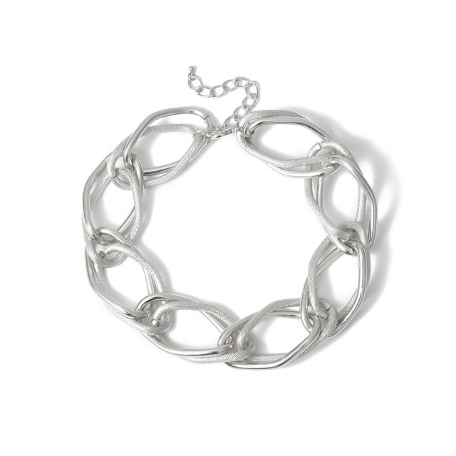 Personality chunky geometric circle chain choker necklace for women