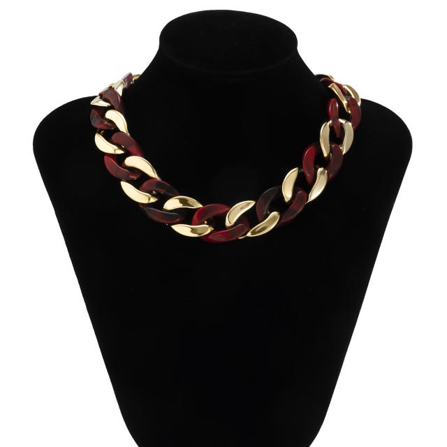 Hiphop chunky thick CCB acrylic cuban link chain choker necklace