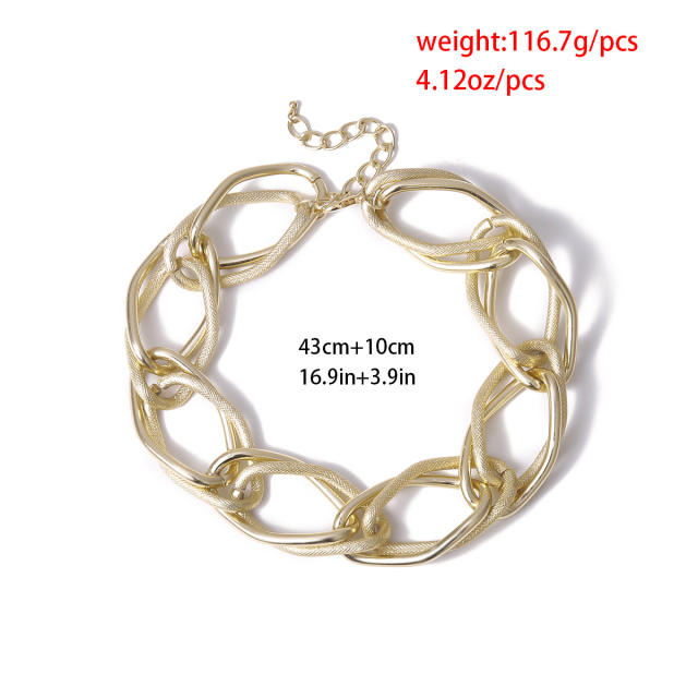 Personality chunky geometric circle chain choker necklace for women