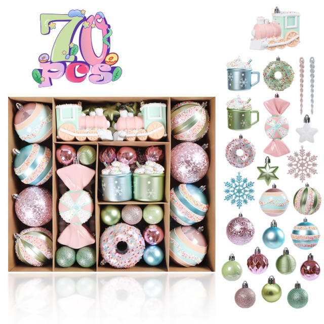 70pcs set cute Macarone candy ball christmas birthday party decoration pendant