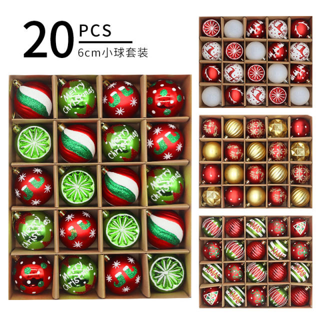 20PCS 6cm ball christmas tree festival party decoration pendant set