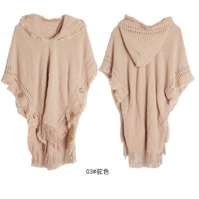 Plain color plus size knitted shawl for women