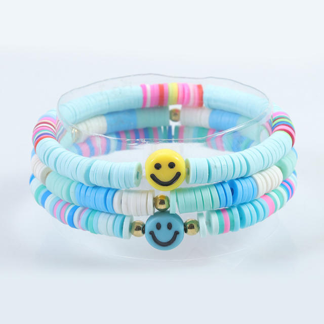 Hot sale colorful clay bead letter layer bracelet set
