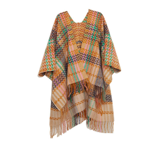 Fall winter classic plaid pattern warm shawl for women