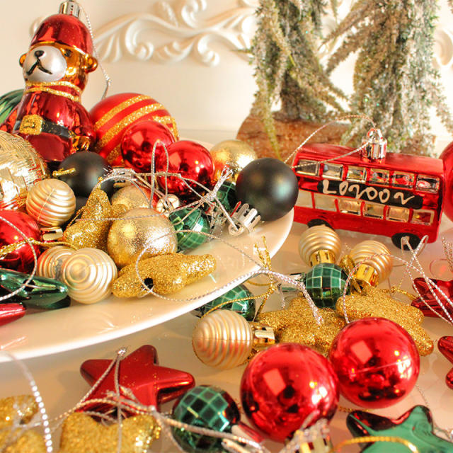 70pcs set christmas ball train candy color christmas tree festival decoration pendant