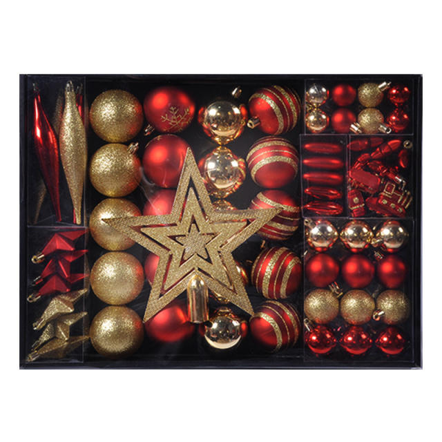 88pcs gold red color christmas ball star party decoration pendant