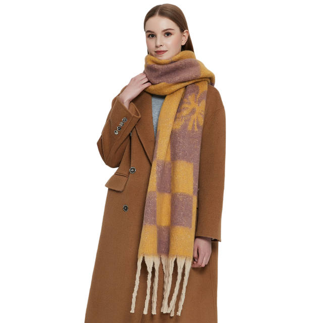 Winter autumn plaid pattern warm women scarf