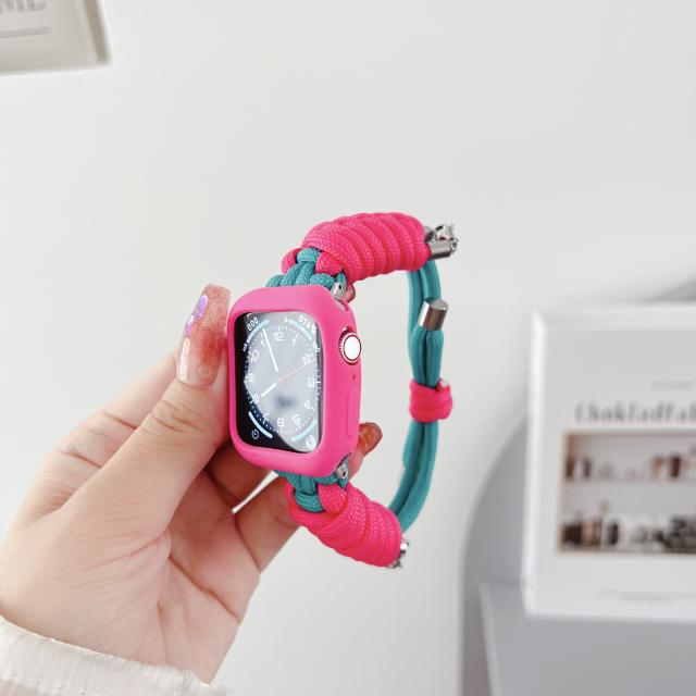 Y2K candy color Paracord cord watch band for apple watch with watch case