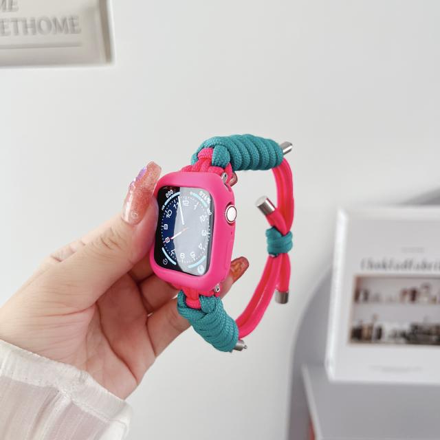Y2K candy color Paracord cord watch band for apple watch with watch case