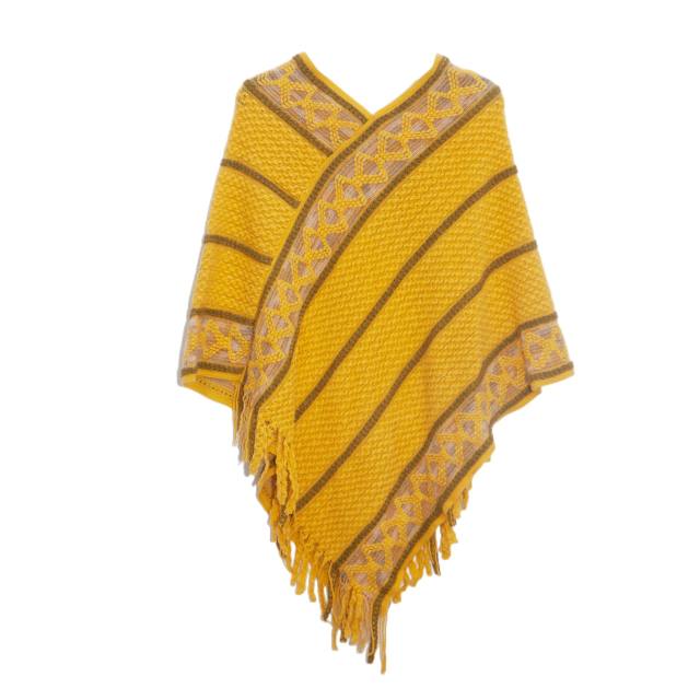 Plain color striped warm women shawl