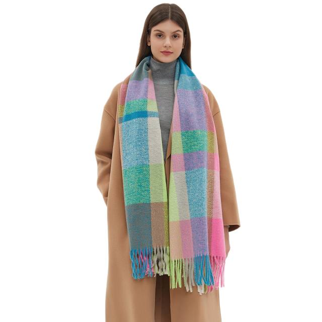 Winter autumn sweet rainbow plaid women scarf