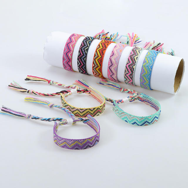 Boho handmade colorful string friendship bracelet