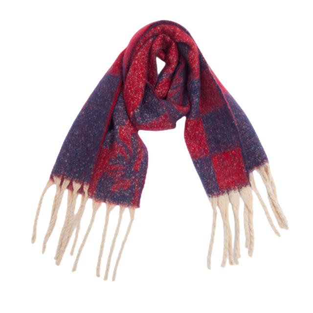 Winter autumn plaid pattern warm women scarf