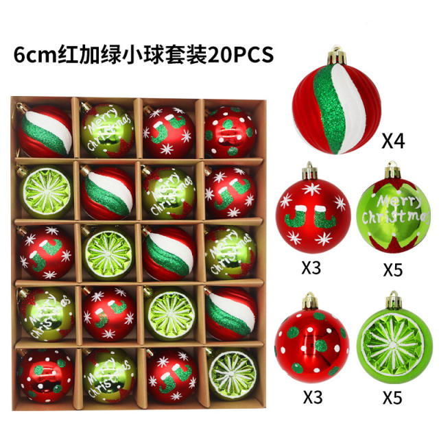 20PCS 6cm ball christmas tree festival party decoration pendant set