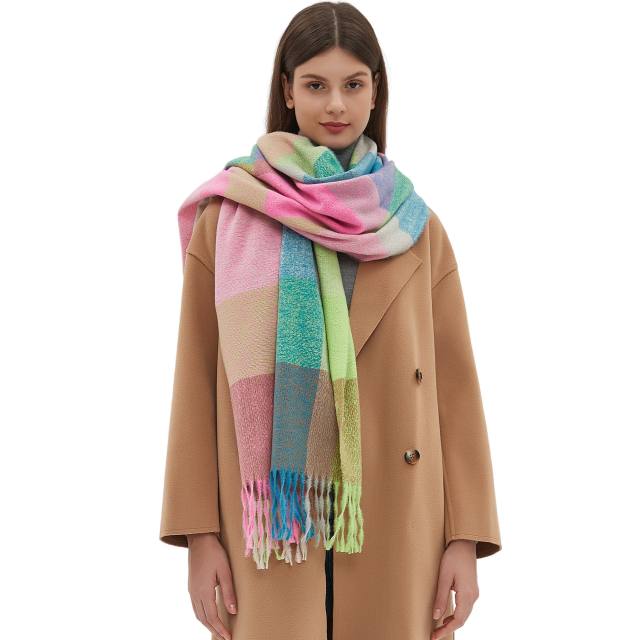Winter autumn sweet rainbow plaid women scarf