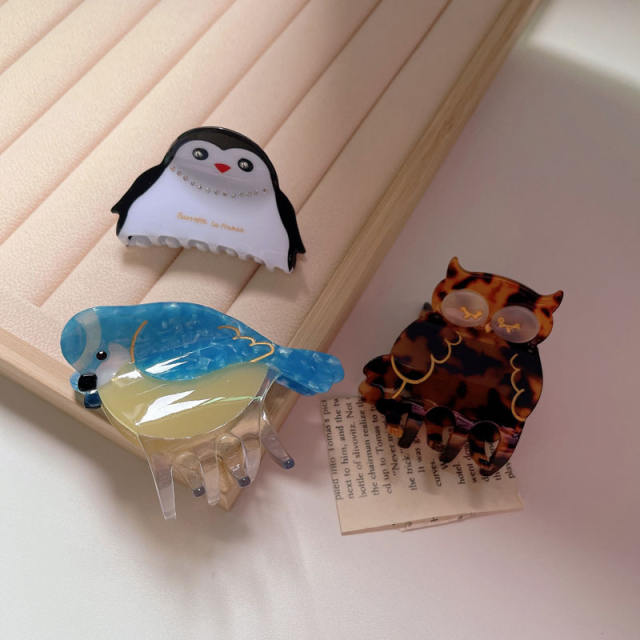 Cute animal series bird shape Acetate hair claw clips