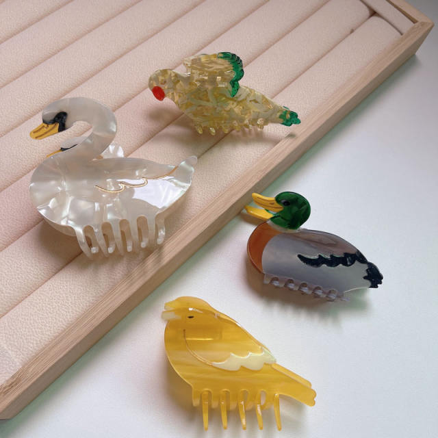 Cute animal series bird shape Acetate hair claw clips