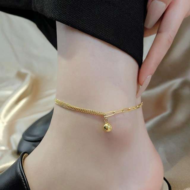 18KG paperclip chain ball bead stainless steel anklet chain anklet