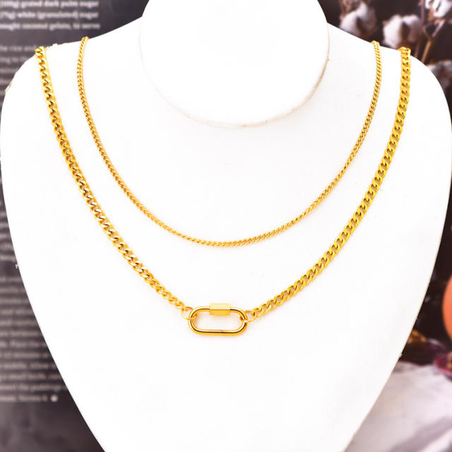 Simple two layer stainless steel chain necklace