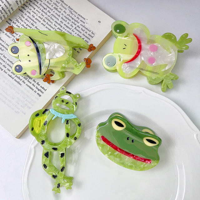 Funny cartoon frog design hair claw clips