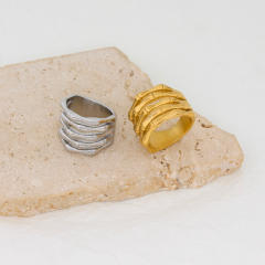 Chunky hollow out layer row stainless steel finger rings