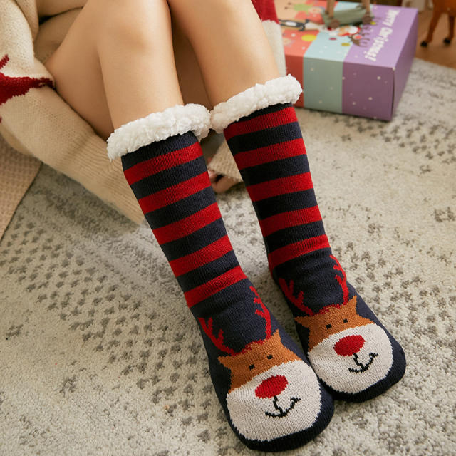 Winter Thickened lamb hair floor knee high socks christmas socks