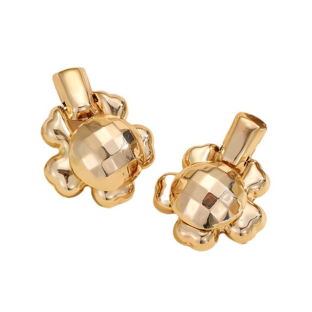 Chunky gold color metal studs earrings rings set