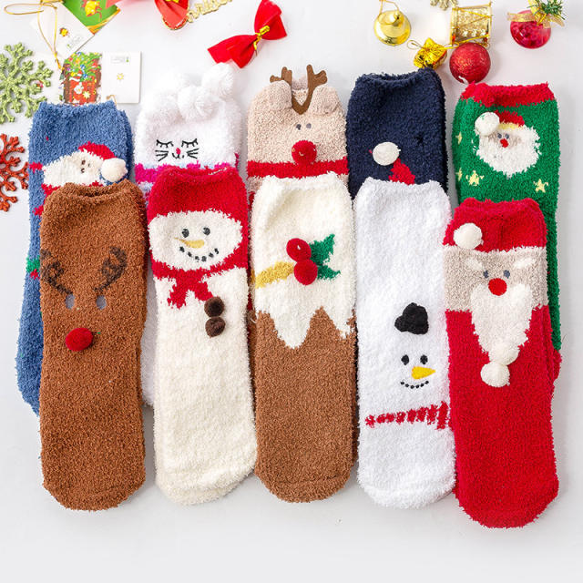 Christmas Coral velvet warm socks