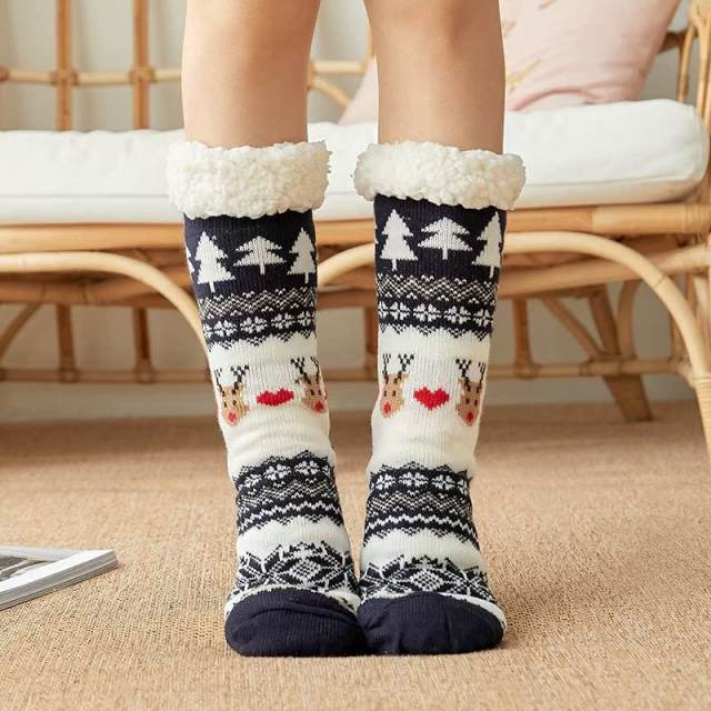 Winter Thickened lamb hair floor knee high socks christmas socks