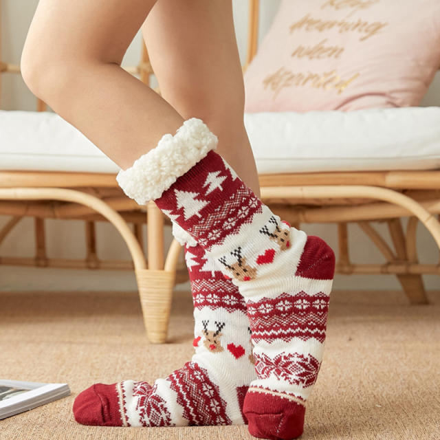 Winter Thickened lamb hair floor knee high socks christmas socks