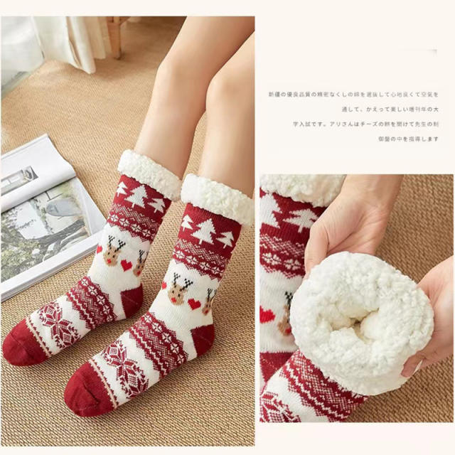 Winter Thickened lamb hair floor knee high socks christmas socks