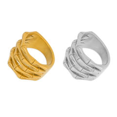 Chunky hollow out layer row stainless steel finger rings