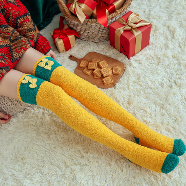 Christmas Coral velvet warm long socks for women