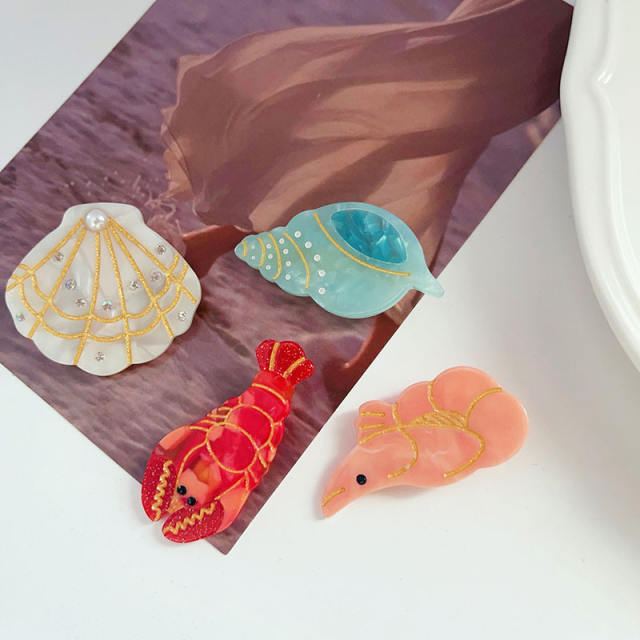 Unique ocean series Acetate fiber duckbill hair clips