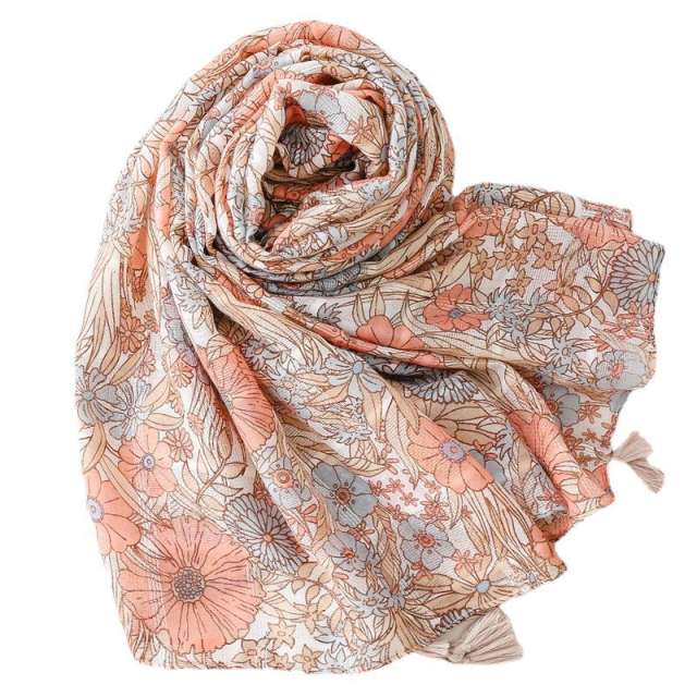 Soft floral pattern thin fashion scarf