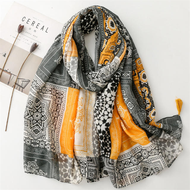 Boho color matching thin women fashion scarf