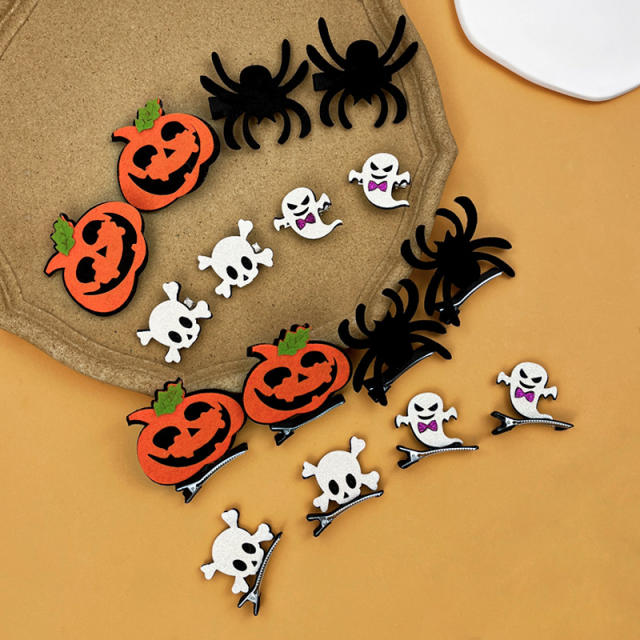 Halloween spider pumpkin ghost hair clips set