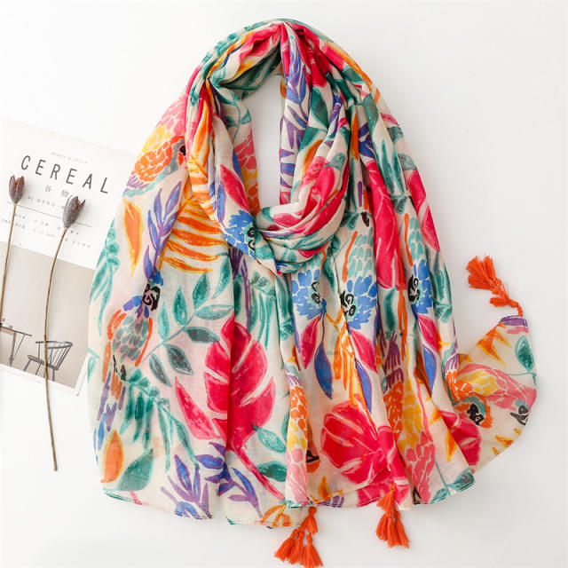 Floral pattern thin summer fashion scarf