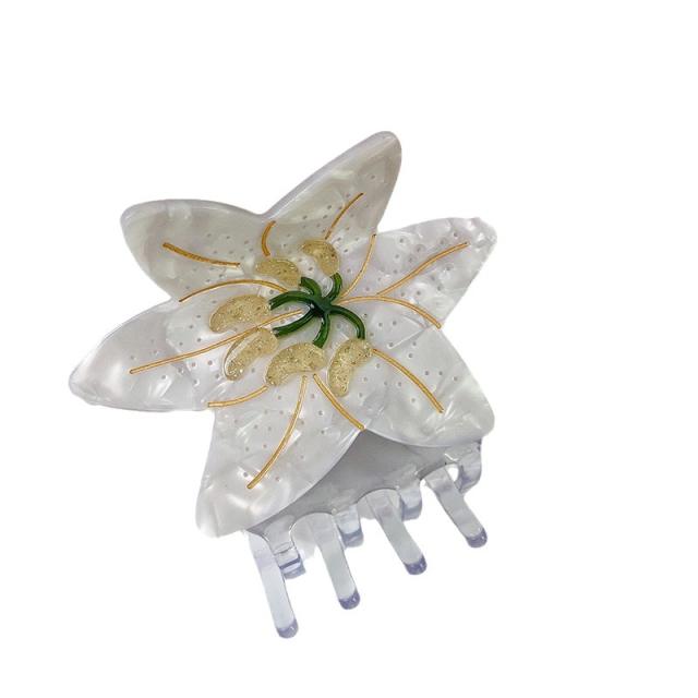 French trend color flower design Acetate fiber hair claw clips