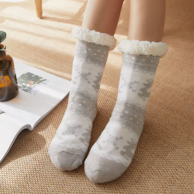 Winter Thickened lamb hair floor knee high socks christmas socks
