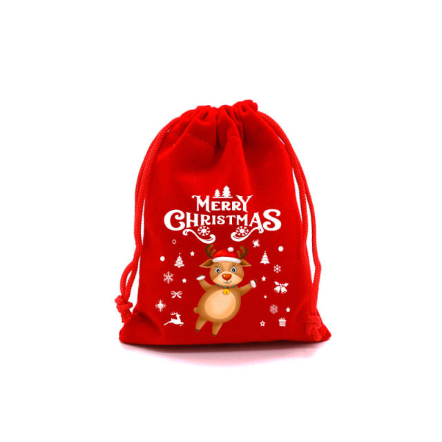 Christmas red color velvet string bag gift bag candy bag