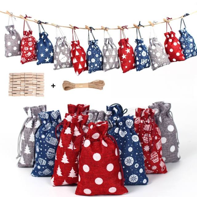 24pcs set diy christmas gift bag set with stickers strings