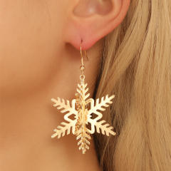 Gold color stereo snowflake geometric alloy dangle earrings