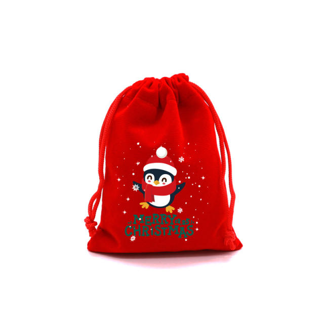 Christmas red color velvet string bag gift bag candy bag