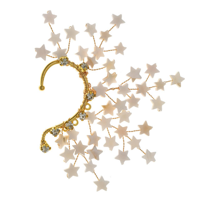 Personality handmade star pearl bead flower ear wrap