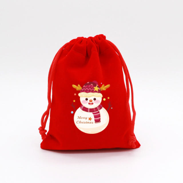 Christmas red color velvet string bag gift bag candy bag