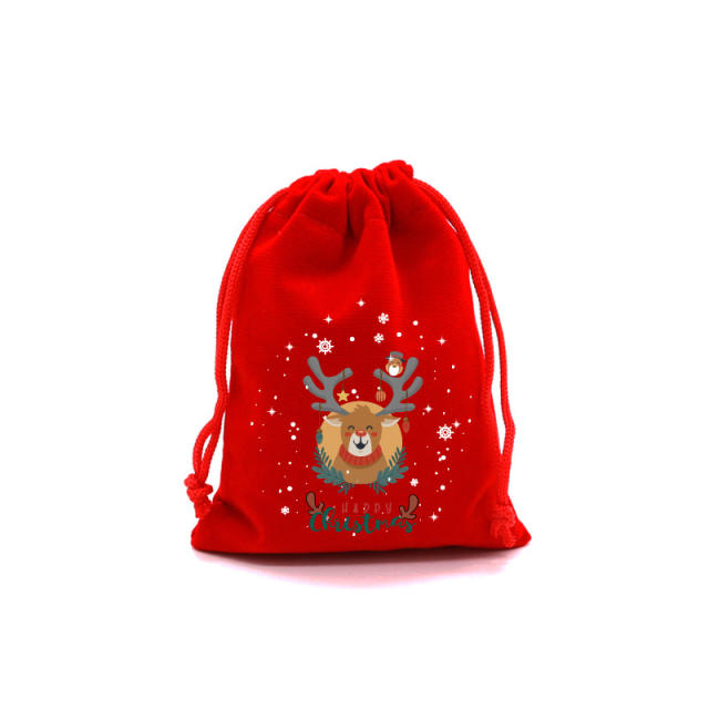 Christmas red color velvet string bag gift bag candy bag