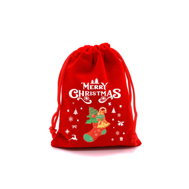 Christmas red color velvet string bag gift bag candy bag